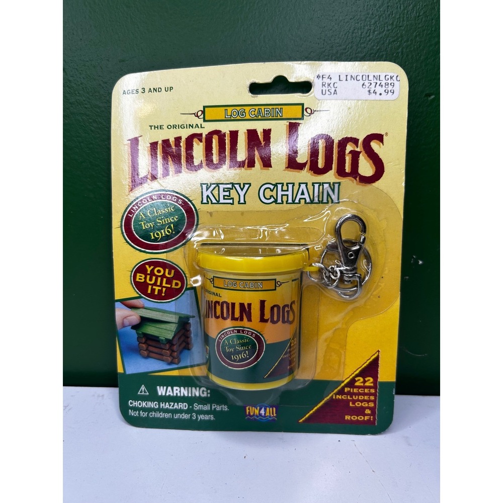 Vintage 1999 Lincoln Logs Key Chain Mini Building Set Fun4All 81490 New NIP